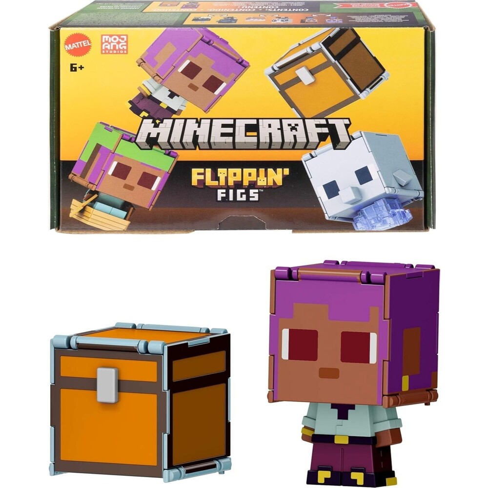 Mattel Minecraft Flippin’ Figs 2-Pack EFE Sailboat Dolphin Treasure Toy Set